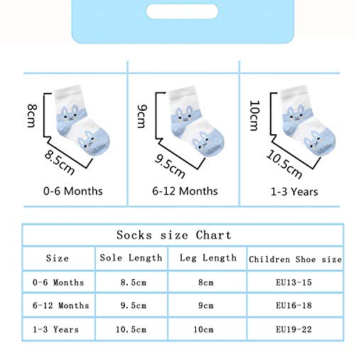 Cotton Coming Algodón Niños Calcetines Bebé,9 Pares Lindo adj. Bebé Calcetines Niño(0-6 meses,EU13-15)