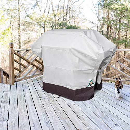 CoverUp! Funda Barbacoa - Cubierta de la Parrilla Funda BBQ de Material de poliéster 600D Oxford Resistente al desgarro - Funda Barbacoa Exterior Impermeable (141 x 65 x 115 cm, marrón Beige)