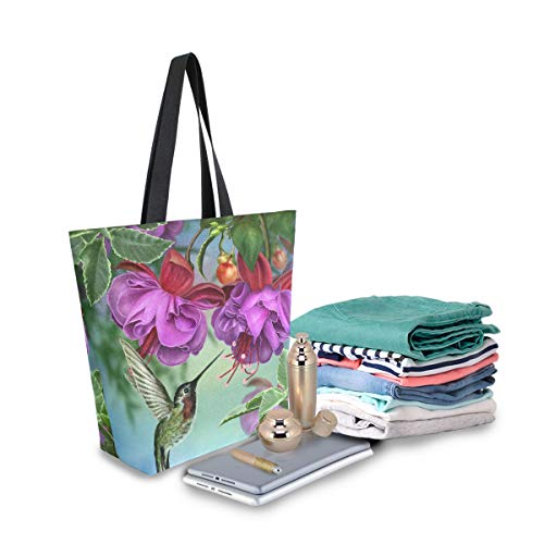 CPYang - Bolsa de lona para mujer con hojas de orquídeas, bolsas de mano, reutilizables, bolsas de compras de comestibles, para viajes, escuela, al aire libre