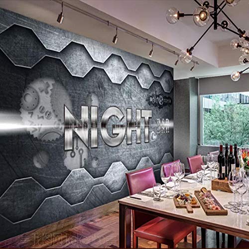 CQDSQN 3D pegatinas de pared Auto-adhesivo Maquinaria industrial de engranajes eólicos Papel pintado Mural Comida y bebida Pizza Restaurante Tienda de café Mural Pelo Uñas Belleza Tema (W)350x(H)256cm