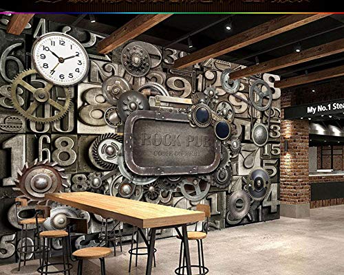 CQDSQN 3D pegatinas de pared Auto-adhesivo Palanca de cambio de maquinaria industrial europea y americana Papel pintado Mural Comida y bebida Pizza Restaurante Tienda de café Mural Pelo(W)400x(H)280cm