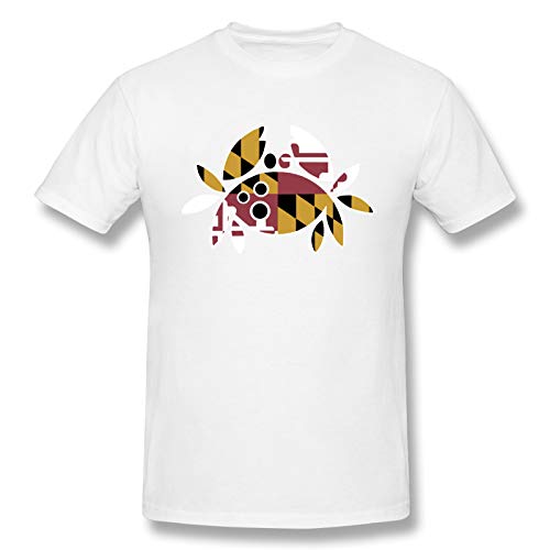 Crab Cake Maryland Flag - Camiseta básica de manga corta para hombre, color negro Blanco M