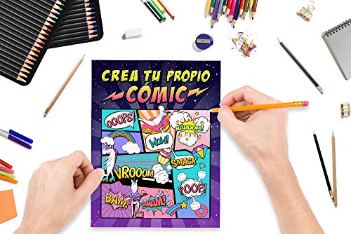 Crea tu propio cómic: 100 originales plantillas de cómics en blanco para adultos, adolescentes y niños: cubierta de unicornio 2872