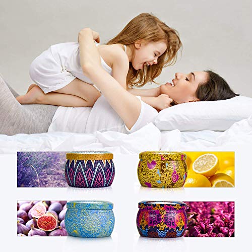 CREASHINE Velas Perfumadas Juego de 4 Piezas Vela Aromática Regalo de Velas de Aromaterapia Cera de Soja 100% Natural Vela de Viaje Adecuado para Yoga Baño Dormitorio