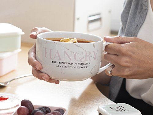 Creative Tops Ava & I 'Hangry' - Taza de sopa con tapa (cerámica, 700 ml), color blanco