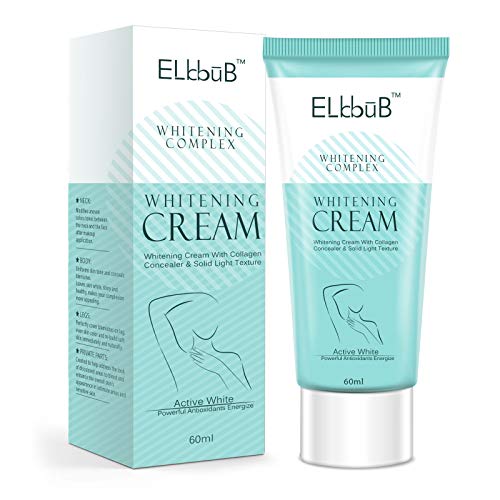 Crema Blanqueadora, Skin Whitening Cream, Crema Blanqueadora Cuerpo para Piel Oscura, Cuello, Zonas sensibles, Codos, Muslos Interiores, Rodillas y Axilas, Crema para el Cuidado de la Piel