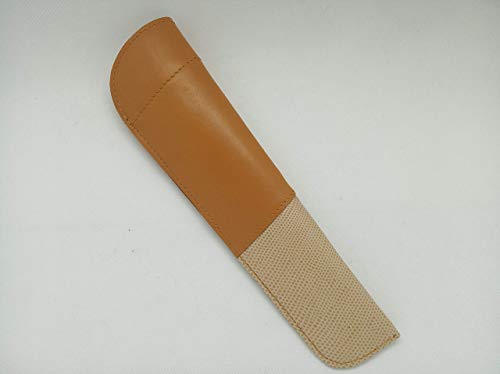 CrisArtePiel | Funda de Cuero para Abanico | Piel Genuina | Funda de Abanico | Color mostaza/beige (Piel grabada) | Artesanal | Hecho a mano | Único | * No incluye abanico | ENVÍO GRATIS