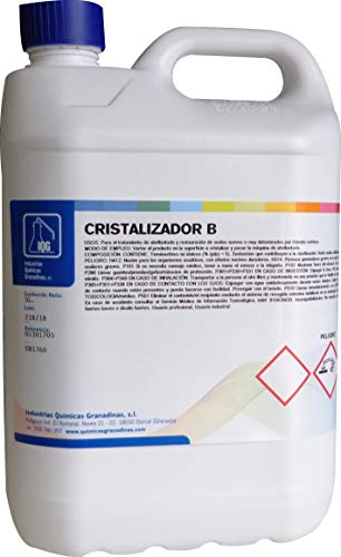 Cristalizador B de IQG. Líquido cristalizador para abrillantar suelos de terrazo, mármol, etc. nuevos o deteriorados por el tránsito. Uso con máquina industrial o doméstica. (5 L)