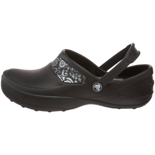 Crocs Mercy Work - Zuecos de goma, Black/Silver, UK4