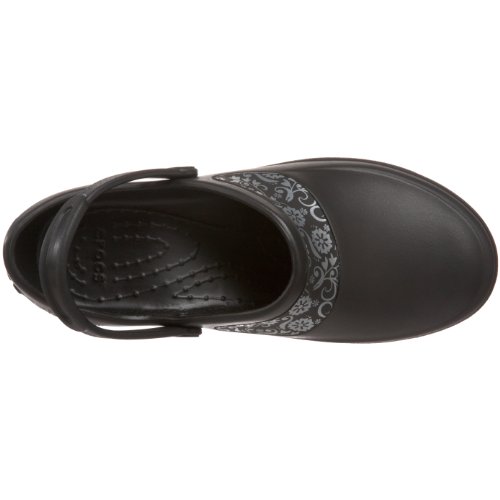 Crocs Mercy Work - Zuecos de goma, Black/Silver, UK4