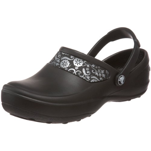 Crocs Mercy Work - Zuecos de goma, Black/Silver, UK4