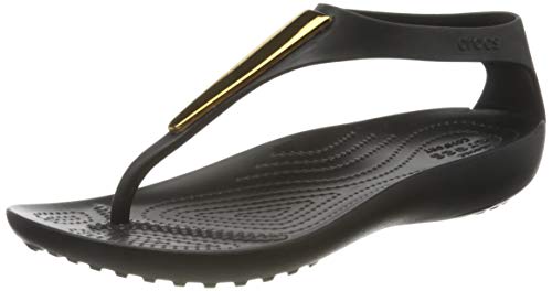 CROCS Serena Metallic Bar Fp W, Sandalias Tiempo Libre y Sportwear Mujer, Multicolor (Gold/Black), 37 EU