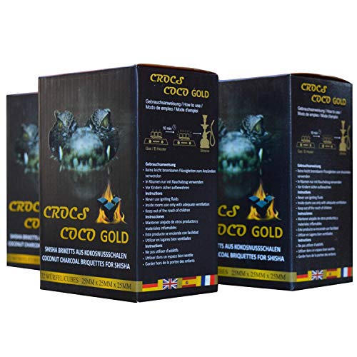 Cross Coco Gold I carbón para shisha I carbón de coco con larga duración I pocas cenizas I baja generación de humo I carbón natural sostenible I Cubo de shisha con calidad premium I 4 kg