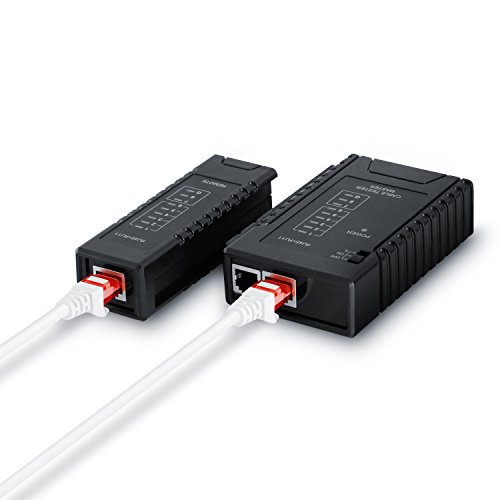 CSL- Comprobador de cables de red para cables RJ45 RJ11 - Comprobador de cables de conexión - Comprobador de líneas - Comprobador de cables de red LAN - Dos velocidades diferentes - Selector de encendido y apagado (ON/OFF) – Negro