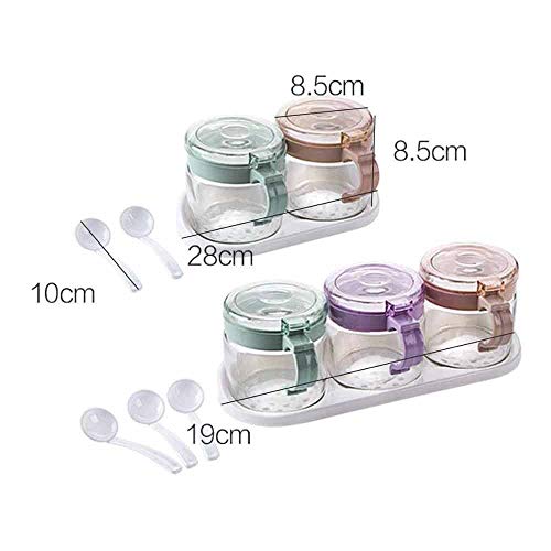 CttiuliTwpg Especias, condimentos Jar Box, especias Container Box Set, sal y pimienta caja de almacenaje, contenedor de cocina, botellas Vinagrera barbacoa de la especia (Color : 3 jars)