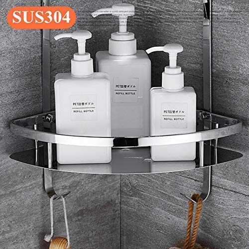 Cuarto de baño estante de baño estante de la esquina carrito de la ducha de doble Estantes Nivel pulido espejo de baño 304 de acero inoxidable flotante repisa etagere mural práctica (Color: Nivel 2) P