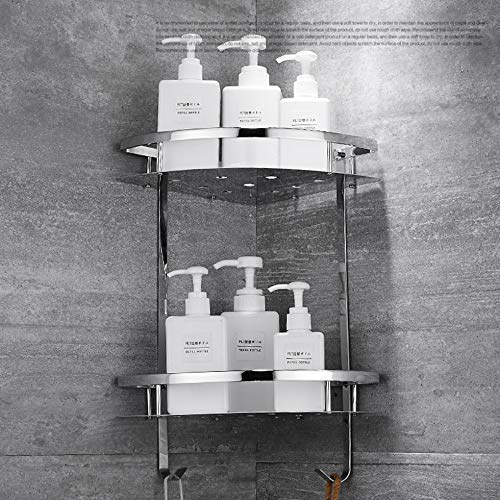 Cuarto de baño estante de baño estante de la esquina carrito de la ducha de doble Estantes Nivel pulido espejo de baño 304 de acero inoxidable flotante repisa etagere mural práctica (Color: Nivel 2) P