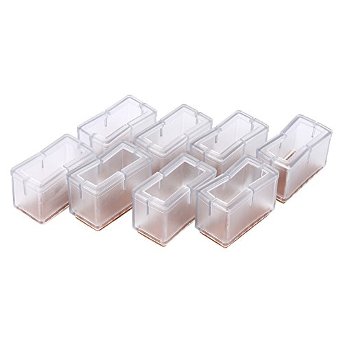 Cubierta para las Patas de la Silla - Delaman Almohadillas de los Titulares de las Patas de la Silla, Protector de Patas de los Muebles Rectangulares, con Suela de Goma, 8PCS (Color : Transparent)