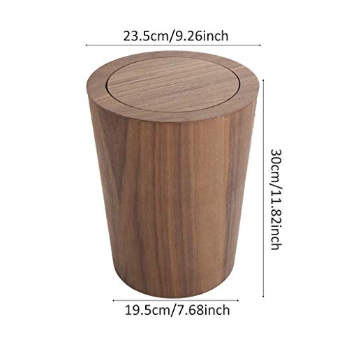 Cubo de Basura de Basura - Hecho de Madera, Papelera de Basura de baño de Papelera con Tapa abatible (Color : Brown)