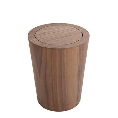 Cubo de Basura de Basura - Hecho de Madera, Papelera de Basura de baño de Papelera con Tapa abatible (Color : Brown)