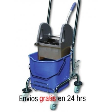 Cubo profesional clásico Clim Profesional® de 25 litros con ruedas y prensa. Carro profesional con robusta estructura metálica, prensa y cubo de 25 lts para fregado fregonas industriales