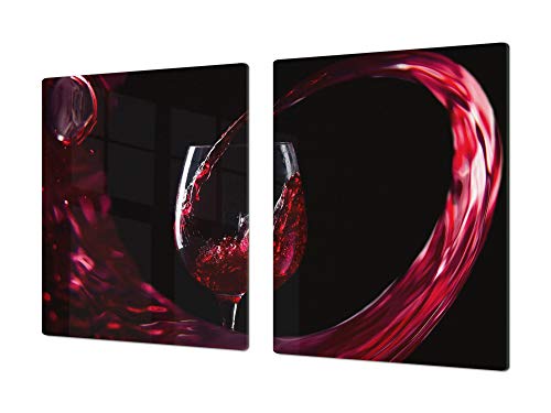 Cubre vitrocerámica para cerámicas de Grandes Dimensiones o Tabla de Cortar de Cristal Templado – UNA Pieza (80 x 52 cm) o Dos Piezas (40 x 52 cm) Serie de Vinos DD04