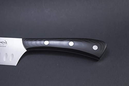 Cuchillo Cocinero Japonés Santoku Alveolado 18 cm Mango Micarta Negra Acero X50CrMOV15