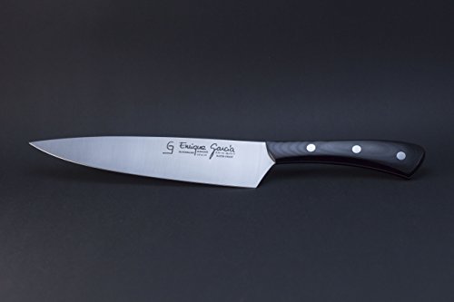 Cuchillo de Cocinero Profesional 20 cm mango micarta negra acero X50CrMoV15 (200 mm, acero_inoxidable)