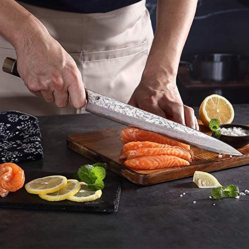 Cuchillo de sashimi 1pc Japón AUS-10 67 Las capas de cuchillo sashimi japonés Damasco sauce Filete de pescado Sushi cuchillo cortador de la carne rebanada salmones Forja cuchillo