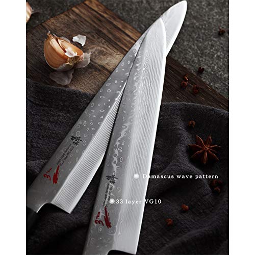 Cuchillo de sashimi Capa de Japón 33 VG10 acero de Damasco Cuchillo de filete cuchillos Yanagiba sashimi sushi japonés Cocina Cleaver rebanar (Color : 9 inch Damascus)