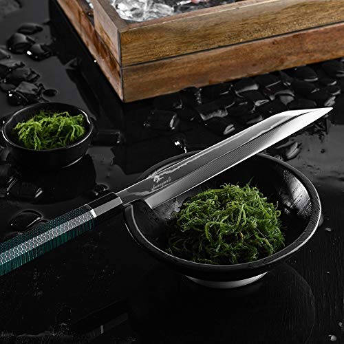 Cuchillo de sashimi Función de fileteado Sushi cuchillo de Damasco cuchillos de cocina japonesa Multi Cocinar Sushi rebanar Cleaver Sashimi Knife (Color : 10 inch)