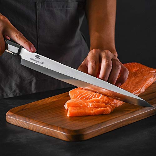 Cuchillo de sashimi Sashimi cuchillo japonés Yanagiba salmón Cuchillos Sushi herramienta 5Cr15 acero inoxidable con la manija del ébano (Color : 12 inch)