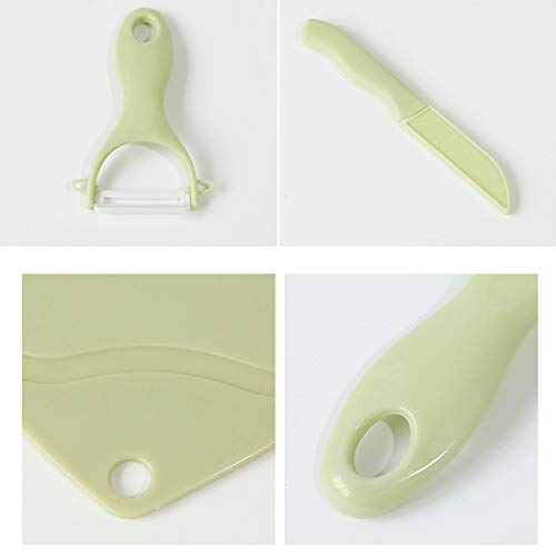 Cuchillo para niños, juego de cuchillos de cerámica que incluye 1 cuchillo, 1 pelador y 1 tabla de cortar para niños, para cocinar verduras y cortar frutas