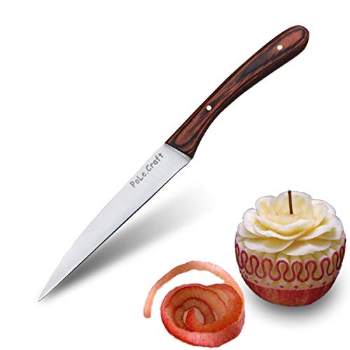 Cuchillo tallar fruta Cuchillo de tallar Mango de madera Cuchillo de cocina Para el tallado de alimentos de frutas y verduras y el corte diario de frutas en el hogar herramientas de cocina (One-Blade)