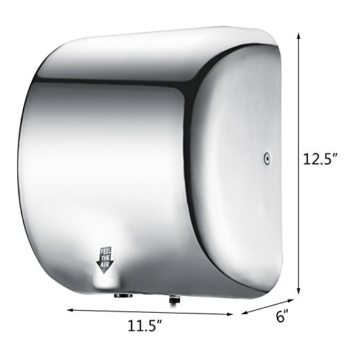 Cueffer Secador de Manos 1800 W Secador de Manos Electrico 90 m/s Secado de Manos Automatico de Acero Inoxidable Secadora de Manos Comercial Hand Dryers (A)