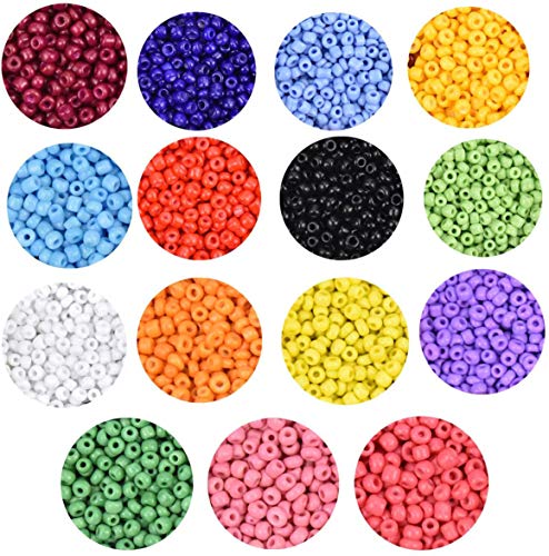 Cuentas de Colores 3mm Mini Cuentas y Abalorios Cristal para DIY Pulseras Collares Bisutería (15 Colores 7500 Piezas)