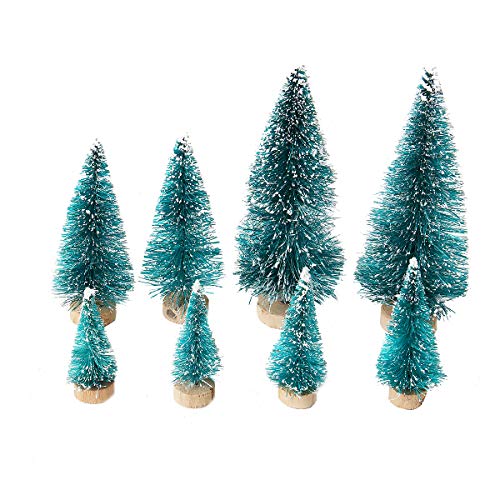 CUSFULL 26Pcs Mini Árboles de Nieve de Sisal Navideňo, Árboles de Pino Nieve Helada con Base de Madera en Miniatura, Árboles de Navidad para DIY, Decoración del Hogar, Artesanías de Mesa