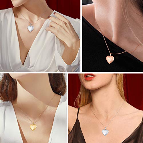 Custom4U Collar Cobre Dorado Antialérgico para Mujeres Colgante Corazón Guardapelo DIY Novias Cadena Dorada Rolo