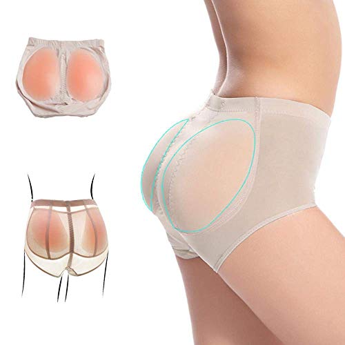 Cxjff Nalgas Empuja hacia Arriba la Mujer elástico de Silicona de Cadera y Butt Pad Falso Culo Cuerpo Que Forma la Ropa Interior de Las señoras de apriete Corto Calzoncillos, Amarillento, M