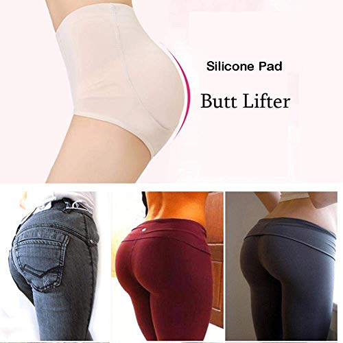 Cxjff Nalgas Empuja hacia Arriba la Mujer elástico de Silicona de Cadera y Butt Pad Falso Culo Cuerpo Que Forma la Ropa Interior de Las señoras de apriete Corto Calzoncillos, Amarillento, M