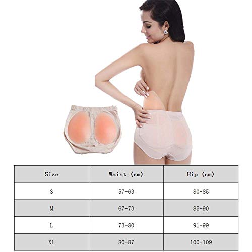 Cxjff Nalgas Empuja hacia Arriba la Mujer elástico de Silicona de Cadera y Butt Pad Falso Culo Cuerpo Que Forma la Ropa Interior de Las señoras de apriete Corto Calzoncillos, Amarillento, M