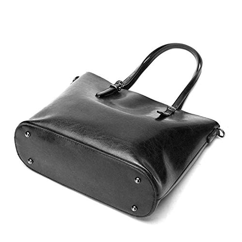 Czemo Bolsos de Mujer de Piel Bolso Tote Grande Bolso Bandolera de Cuero Bolsa de la Compra (Negro)