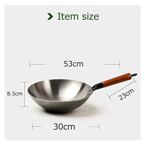 D_HOME Wok De Hierro Fundido Pre-sazonado De 13 Pulgadas, Wok De Estilo Chino con Cucharón Y Tapa para Wok, Restaurante Chino - No Se Oxida