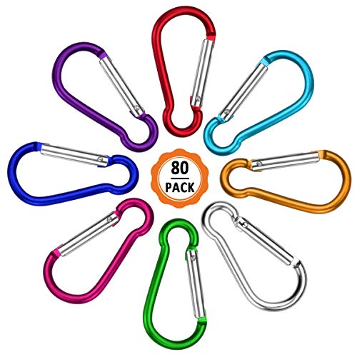 Dadabig 80pcs Llavero de Mosquetón Pequeño Mini Llavero Mosquetón Escalada 4.6cm Aluminio Mosquetón Clips de Mosquetón para Mochila Handpack, Cuerdas, Camping, Pesca (8 Colores)