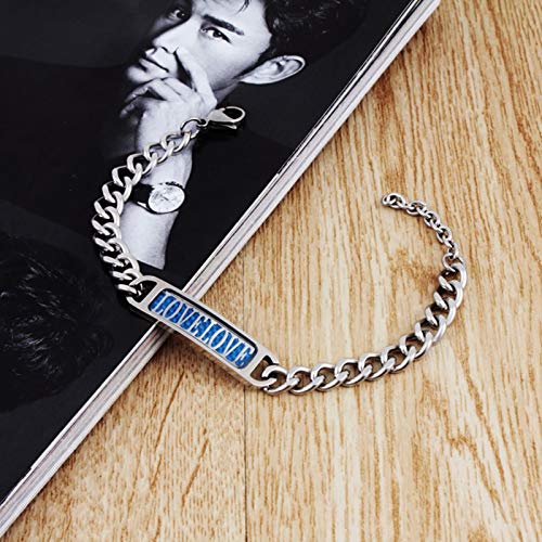 Daesar Pulsera de Acero Quirurgico Hombre Pulsera Grabado Love Pulsera Negro Pulsera de Hombre