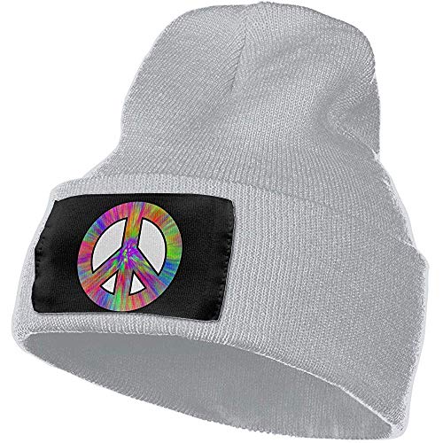 Dale Hill Tie Dye Signo de la Paz Hombres Mujeres Sombreros de Punto Gorro elástico Suave con Gorro