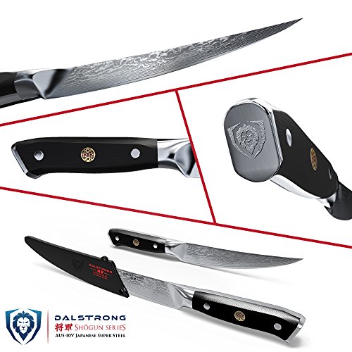 DALSTRONG Cuchillo Filetero - Shogun Series - Acero AUS-10V- con Tratamiento Térmico - 15 cm - Con Funda - Grosor 2mm