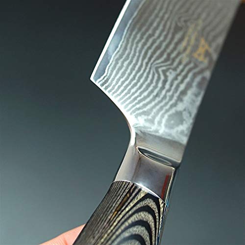 Damasco Professionl Cuchillo Chef Pakkawood Gyuto cuchillos de cocina del estilo japonés que cocina la herramienta multifunción Santoku (Color : Hammer Pattern)