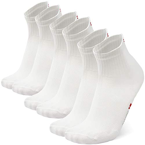 DANISH ENDURANCE Calcetines Deportivos Quarter para Ciclismo 3 Pares (Blanco, EU 43-47)