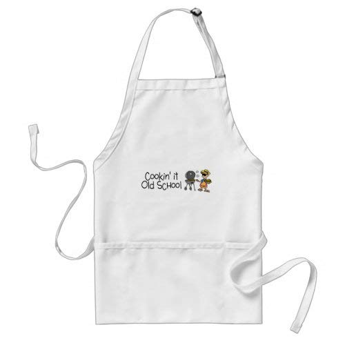 daoyiqi Funny Bib Apron, Cookin It Old School Adult Apron Chef Cooking Kitchen Apron with Pocket for Men Women 28 x 32 Inch Apron